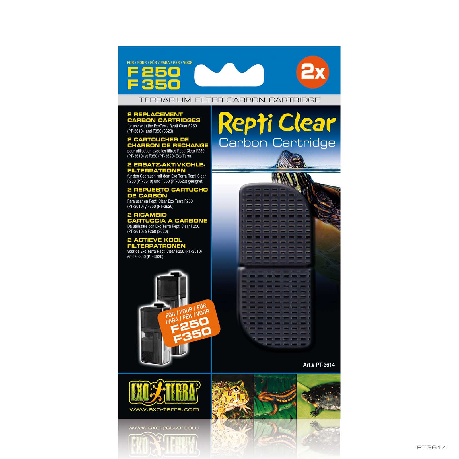 2 Carbon Cartridges for Repti Clear F250 and F350
